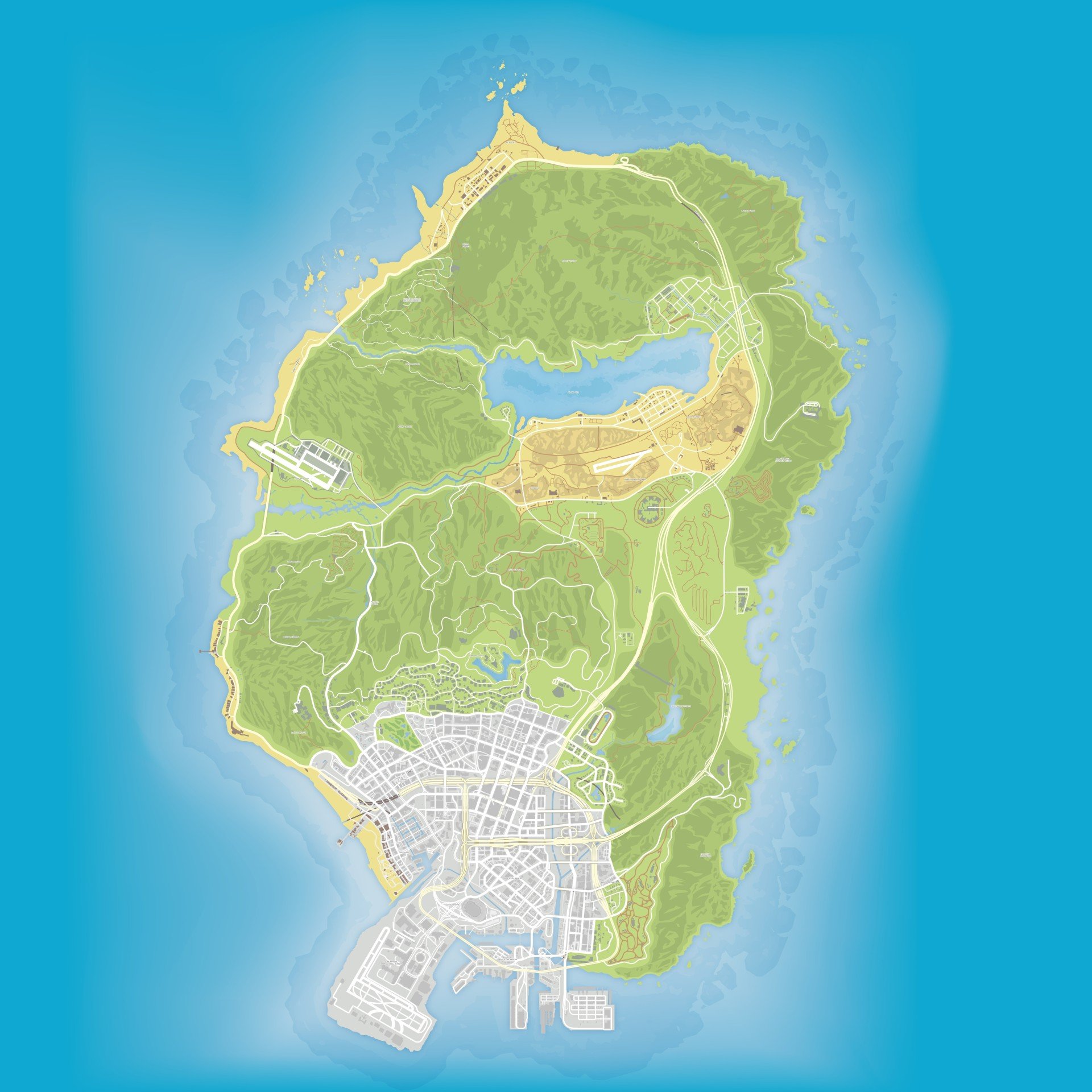 Full map of Los Santos and Blaine County